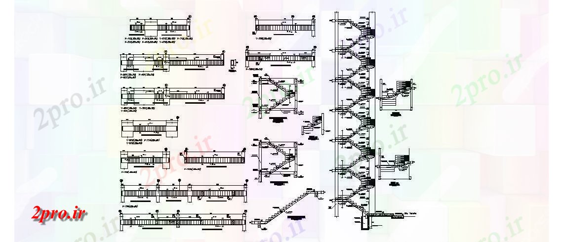 دانلود نقشه جزئیات ساختار راه پله بخش و ساخت و ساز جزئیات با برنامه پرتو (کد84915)