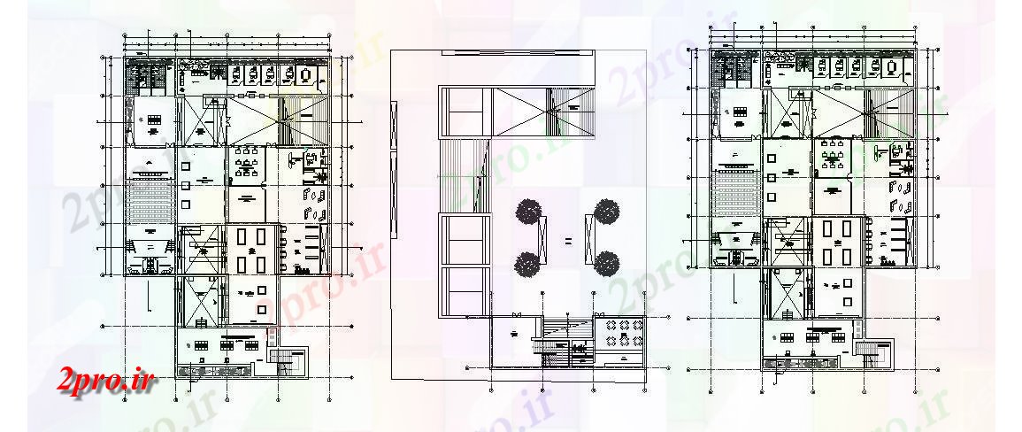 دانلود نقشه ساختمان اداری - تجاری - صنعتی دفتر تفسیر مرکز توزیع کف طرحی های 41 در 64 متر (کد84925)