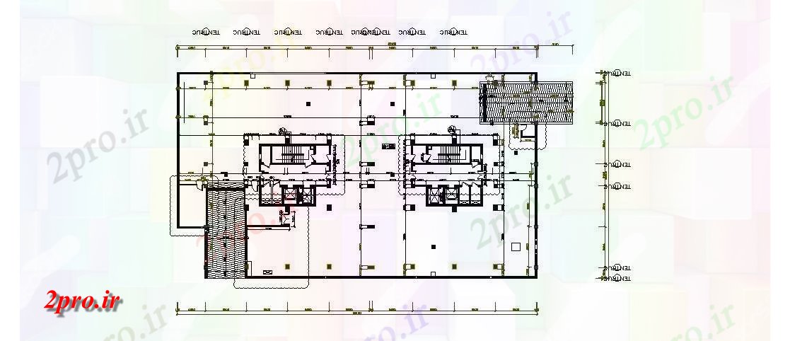 دانلود نقشه ساختمان اداری - تجاری - صنعتی جزئیات زمین طرحی طبقه فریم برای ساختمان اداری در چین 30 در 52 متر (کد84952)