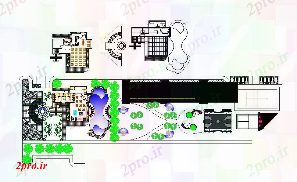 دانلود نقشه باشگاه طرحی توزیع جزئیات طرحی از تجملات باشگاه خانه 20 در 22 متر (کد84965)