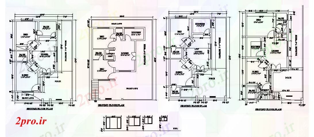 دانلود نقشه مسکونی ، ویلایی ، آپارتمان دو دان آپارتمان مسکونی 51 در 64 متر (کد85021)