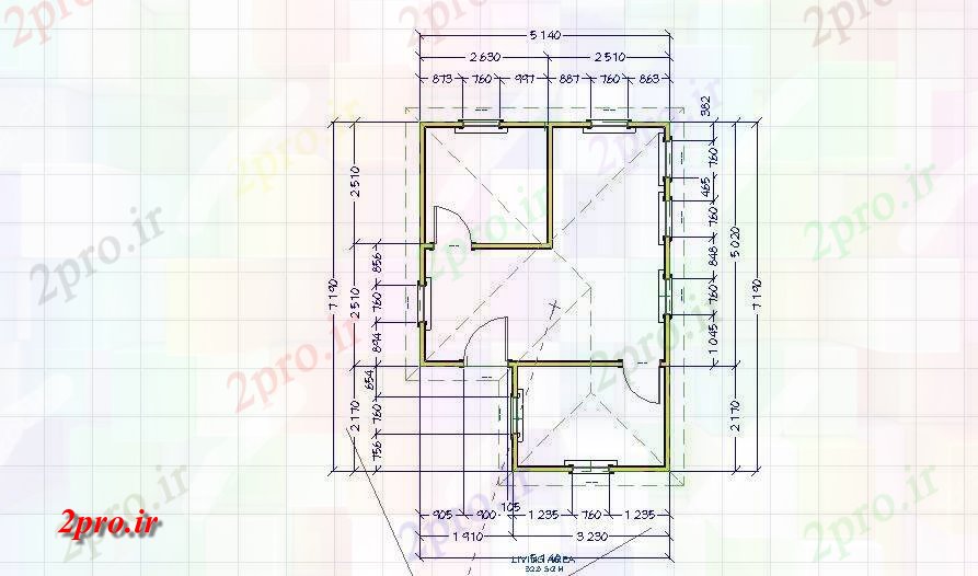 دانلود نقشه خانه مسکونی ، ویلاطرحی طبقه تنها دان 5 در 7 متر (کد85053)
