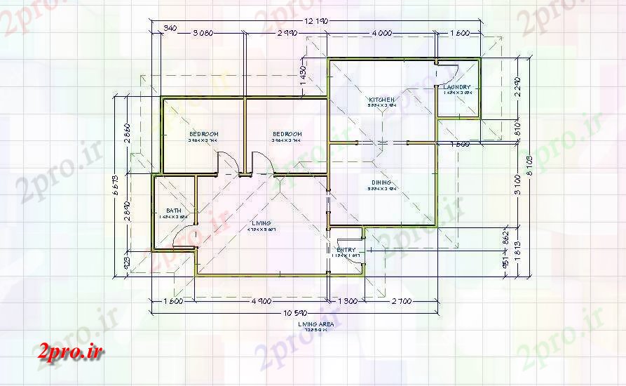 دانلود نقشه خانه مسکونی ، ویلاطرحی طبقه تنها دان 5 8 در 12 متر (کد85060)