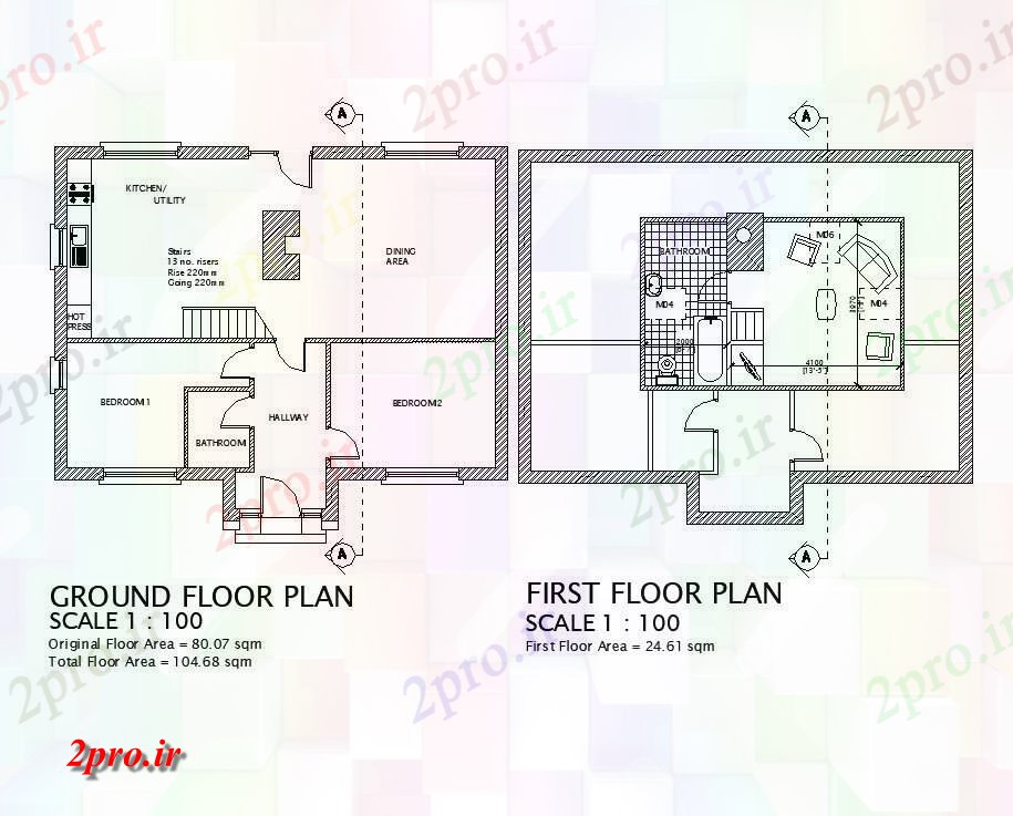دانلود نقشه مسکونی ، ویلایی ، آپارتمان BHK طبقه همکف طرح 8 در 11 متر (کد85130)
