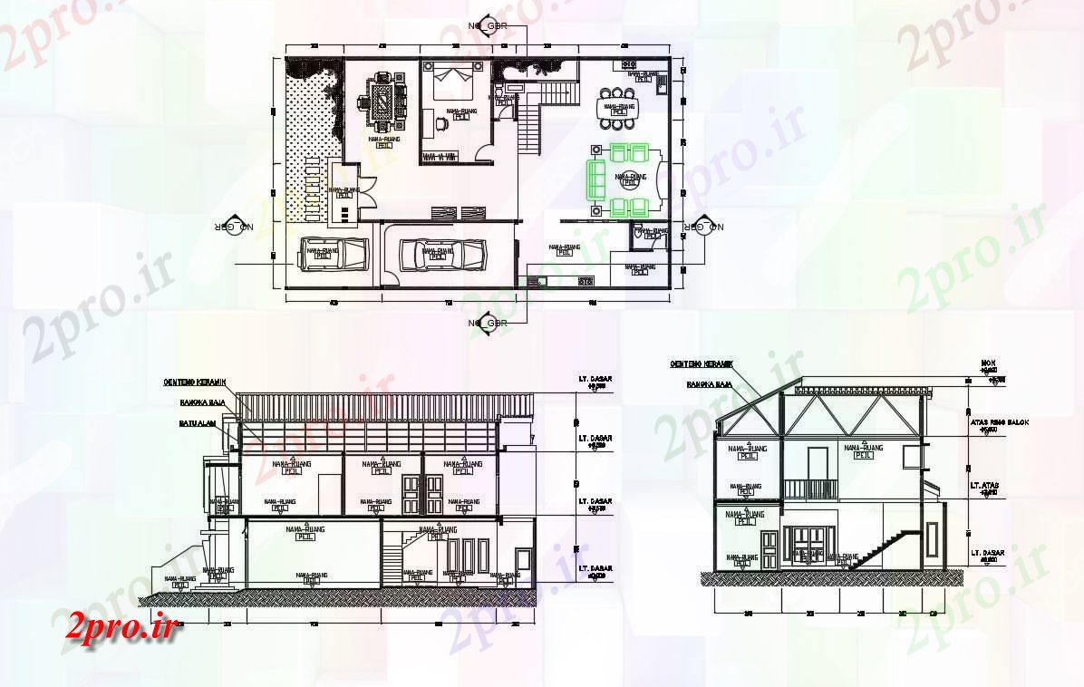 دانلود نقشه مسکونی ، ویلایی ، آپارتمان برنامه های خانه مدرن 12 در 20 متر (کد85133)