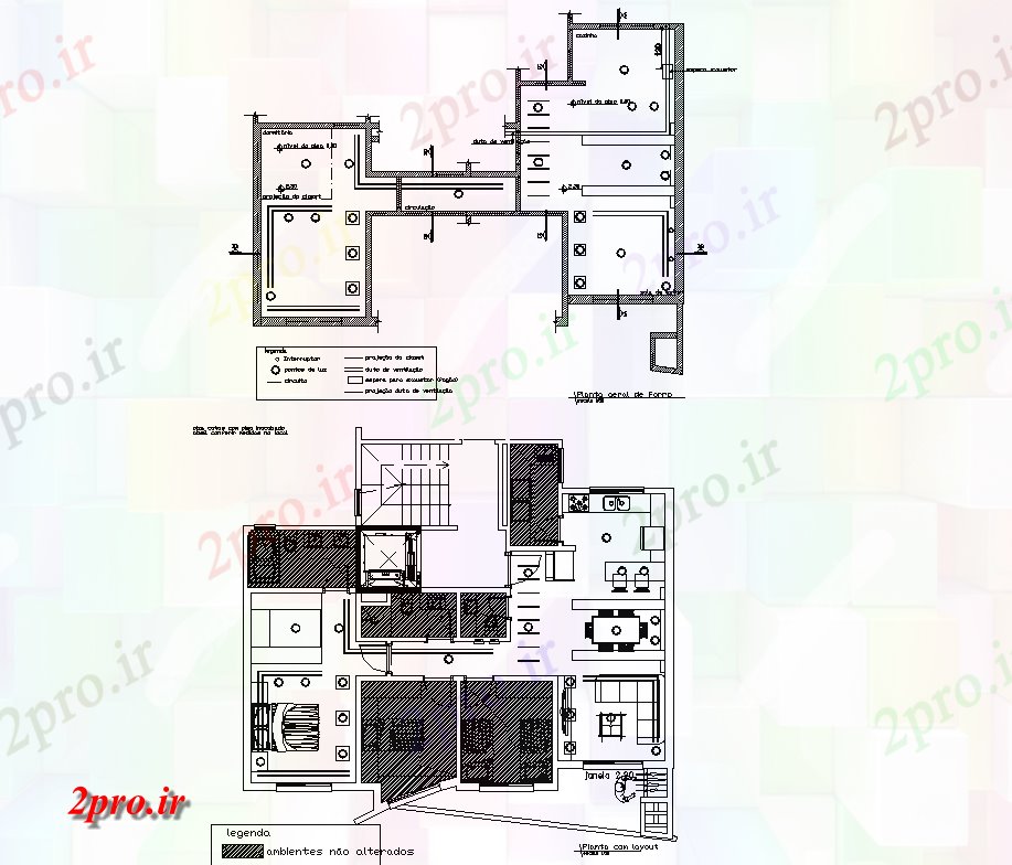 دانلود نقشه مسکونی ، ویلایی ، آپارتمان طرحی طبقه از خانه مسکونی با طرحی برق 9 در 12 متر (کد85139)