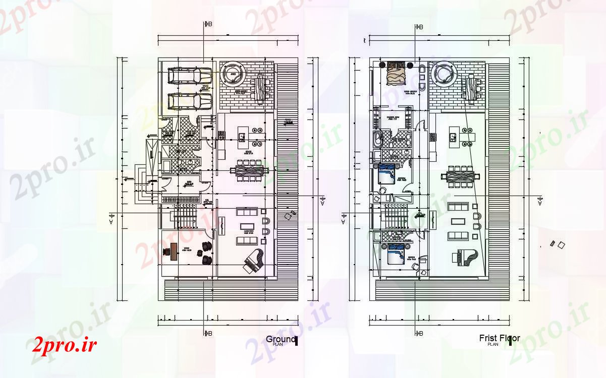 دانلود نقشه خانه های کوچک ، نگهبانی ، سازمانی - محل سکونت پلان طبقه 11 در 21 متر (کد85149)