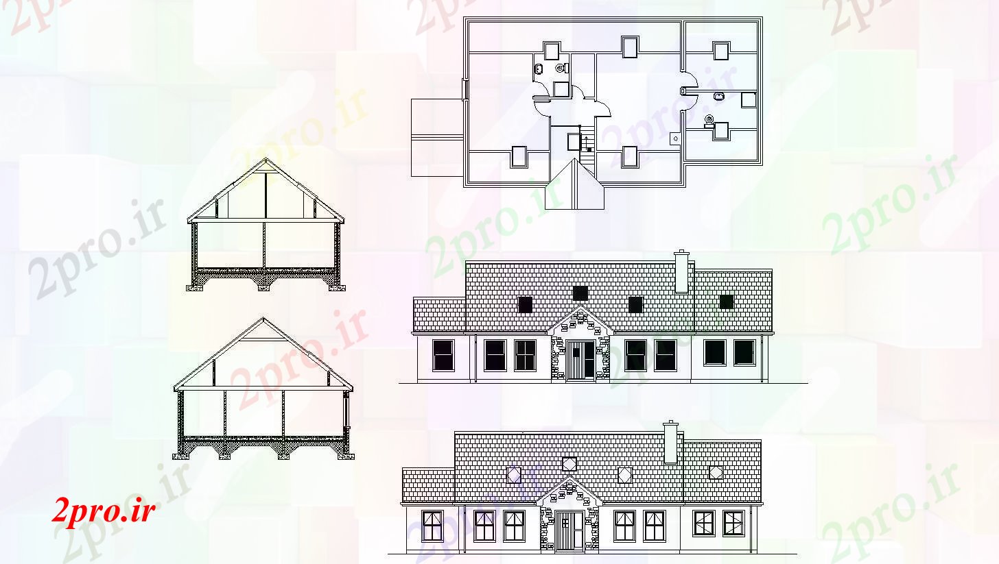 دانلود نقشه مسکونی ، ویلایی ، آپارتمان خانه 9 در 16 متر (کد85204)