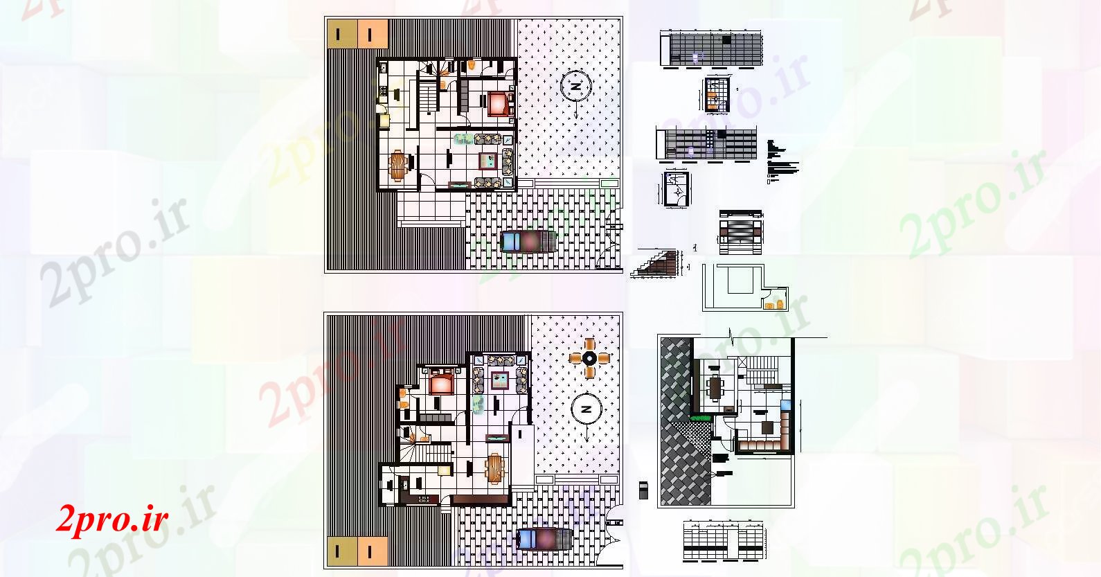 دانلود نقشه خانه های کوچک ، نگهبانی ، سازمانی - لوکس ویلایی خانه طراحی 4 در 4 متر (کد85207)