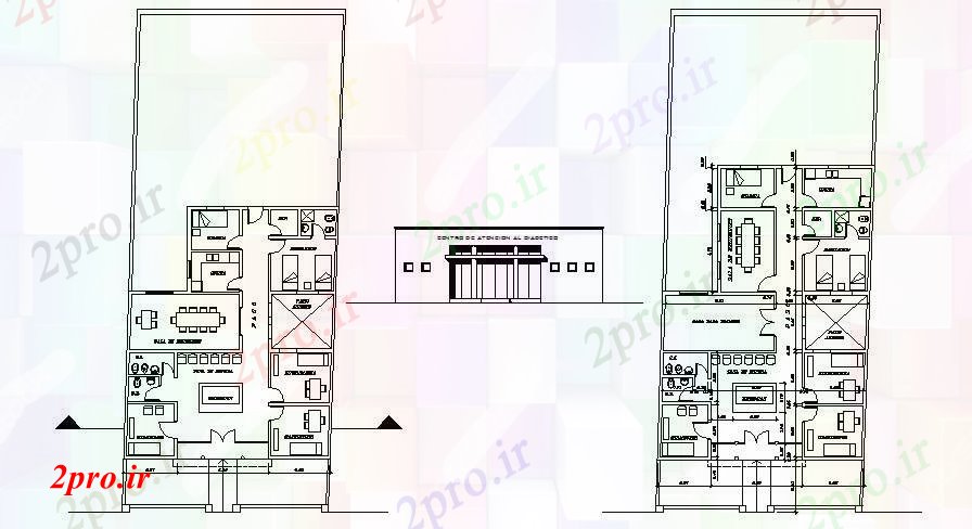 دانلود نقشه هتل - رستوران - اقامتگاه ساختمان جبهه طراحی 11 در 17 متر (کد85221)