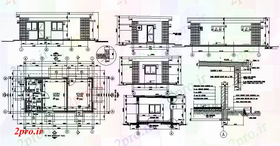 دانلود نقشه مسکونی ، ویلایی ، آپارتمان اتاق نگهبانی طراحی 44 در 85 متر (کد85223)