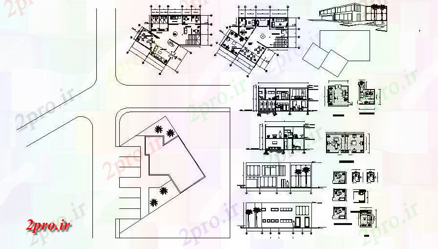 دانلود نقشه ساختمان اداری - تجاری - صنعتی محل کار ساختمان 13 در 19 متر (کد85228)