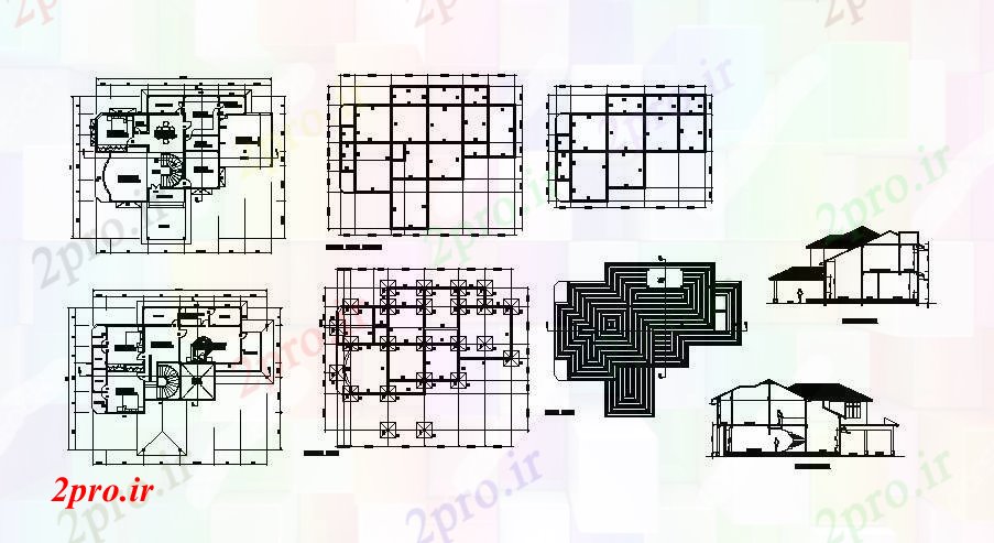 دانلود نقشه مسکونی ، ویلایی ، آپارتمان طراحی معماری خانه های مسکونی 66'4 '' × 54 با بخش و نما 46 در 80 متر (کد85234)