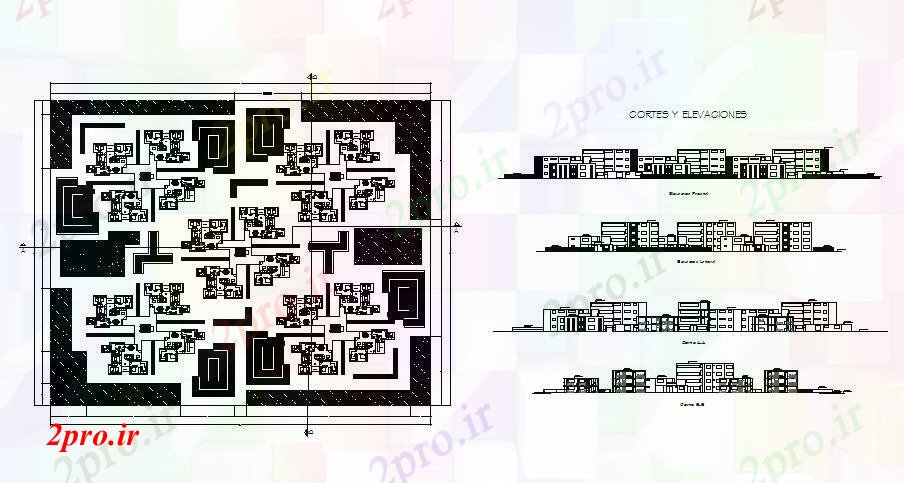 دانلود نقشه مسکونی  ، ویلایی ، آپارتمان  طرحی معماری آپارتمان   مسکونی با بخش و نما (کد85239)