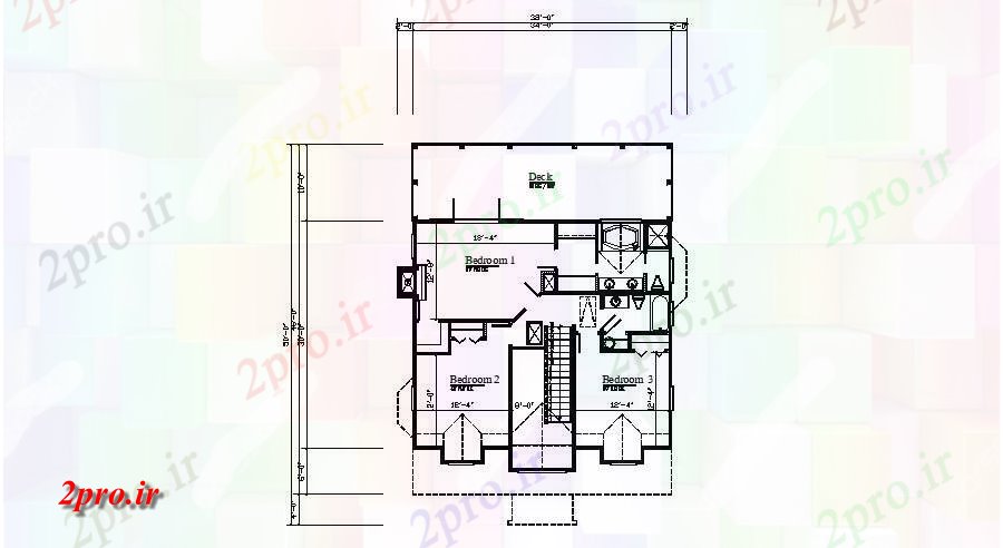 دانلود نقشه مسکونی ، ویلایی ، آپارتمان طرحی طبقه از خانه مسکونی 38'0 '' X 50'0 '' 36 در 40 متر (کد85249)