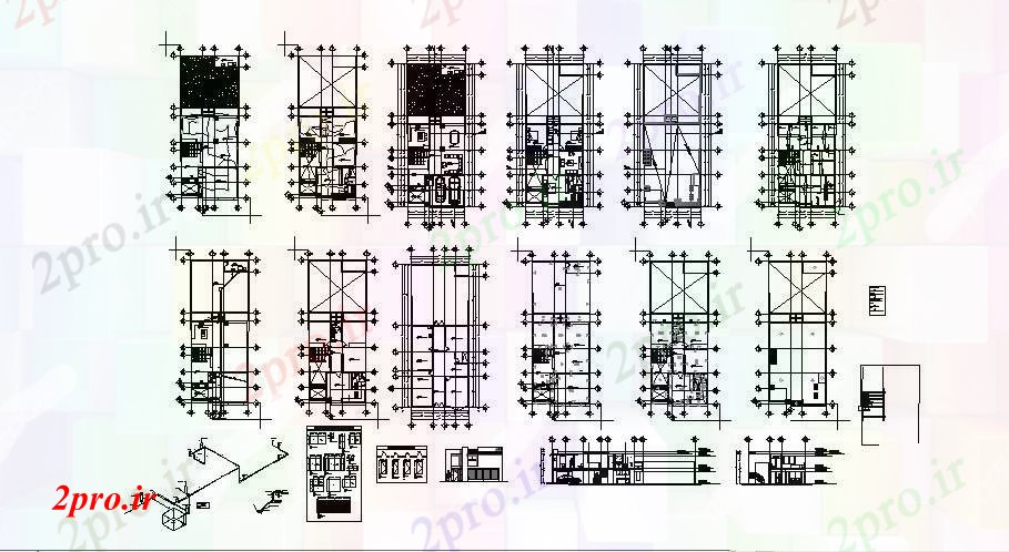 دانلود نقشه مسکونی ، ویلایی ، آپارتمان طرحی معماری خانه 995mtr X 2500mtr با بخش و نما 9 در 14 متر (کد85273)