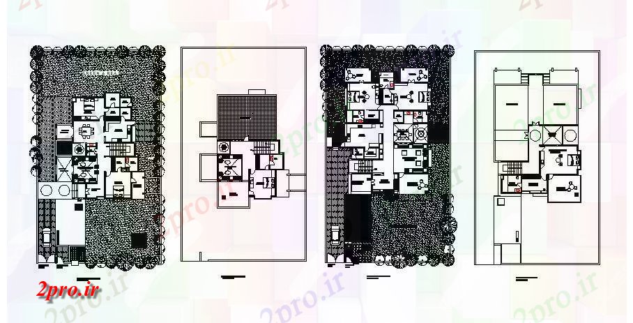 دانلود نقشه خانه های کوچک ، نگهبانی ، سازمانی - طرحی طبقه از ویلایی با جزئیات مبلمان 57 در 85 متر (کد85312)