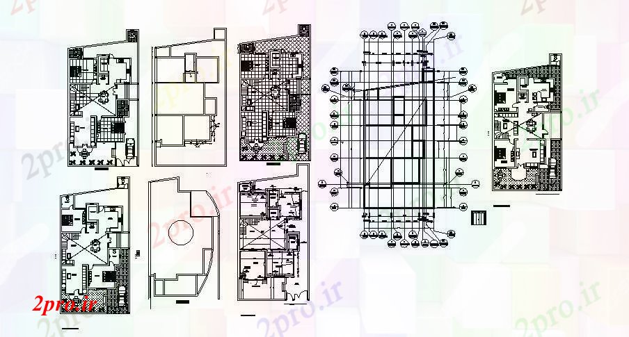دانلود نقشه خانه های کوچک ، نگهبانی ، سازمانی - طرحی معماری ویلا 40 'X 77'25' ' 48 در 86 متر (کد85313)