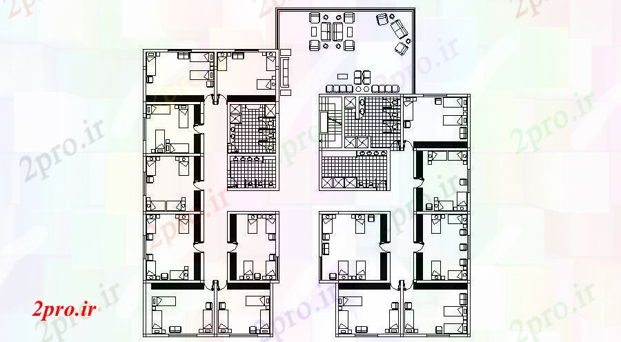 دانلود نقشه مسکونی ، ویلایی ، آپارتمان طراحی از یک مهمان خانه 28 در 28 متر (کد85322)