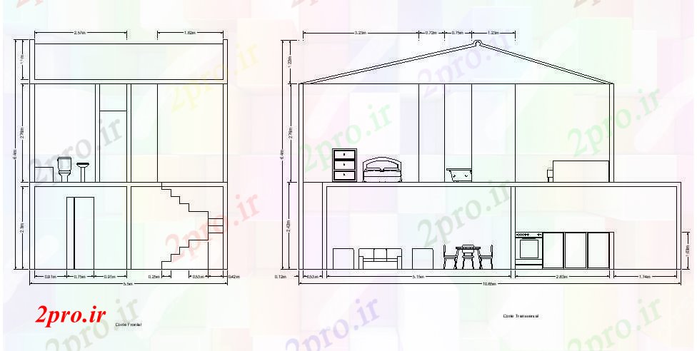 دانلود نقشه مسکونی  ، ویلایی ، آپارتمان   طرحی خانه 2 طبقه با یک بخش (کد85438)