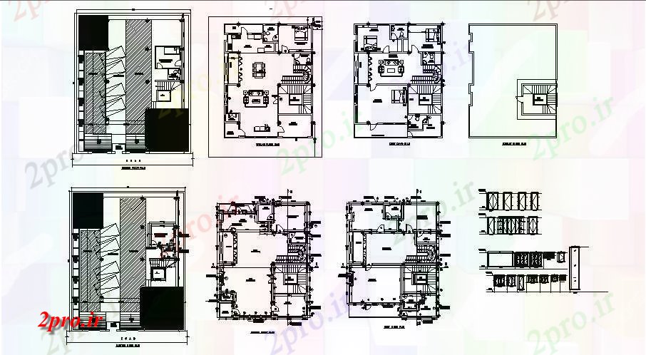 دانلود نقشه مسکونی ، ویلایی ، آپارتمان طرحی طبقه از آپارتمان مسکونی 48 'X 59' با ابعاد جزئیات 44 در 57 متر (کد85444)