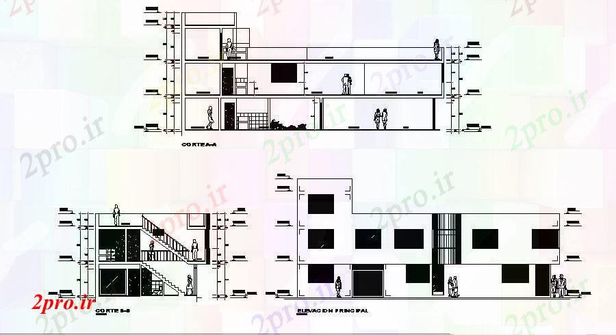 دانلود نقشه مسکونی  ، ویلایی ، آپارتمان  نما از طراحی از 2 طبقه ساختمان  (کد85487)