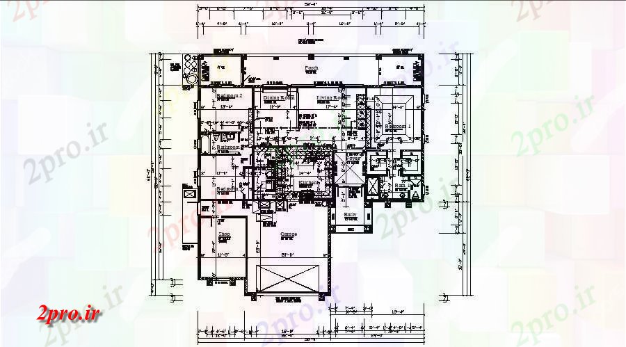 دانلود نقشه خانه های کوچک ، نگهبانی ، سازمانی - طرحی طبقه از خانههای ویلایی 58 'X 62' با ابعاد جزئیات 69 در 75 متر (کد85490)
