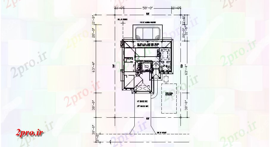 دانلود نقشه مسکونی  ، ویلایی ، آپارتمان  طرحی خانه های مسکونی 80 'X 125 با ابعاد جزئیات (کد85492)