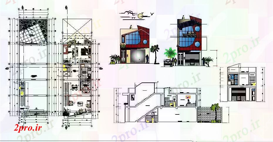 دانلود نقشه خانه های کوچک ، نگهبانی ، سازمانی - دان خانههای ویلایی 600mtr X 2000mtr با ابعاد جزئیات 12 در 28 متر (کد85497)