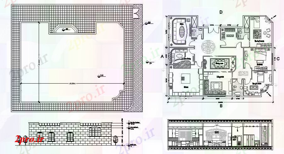 دانلود نقشه مسکونی ، ویلایی ، آپارتمان از خانه با نما 28 در 36 متر (کد85502)