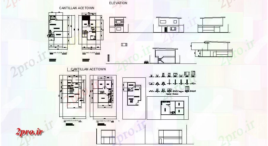 دانلود نقشه مسکونی ، ویلایی ، آپارتمان طرحی طبقه از خانه 600mtr X 1000mtr با بخش و نما 6 در 8 متر (کد85503)