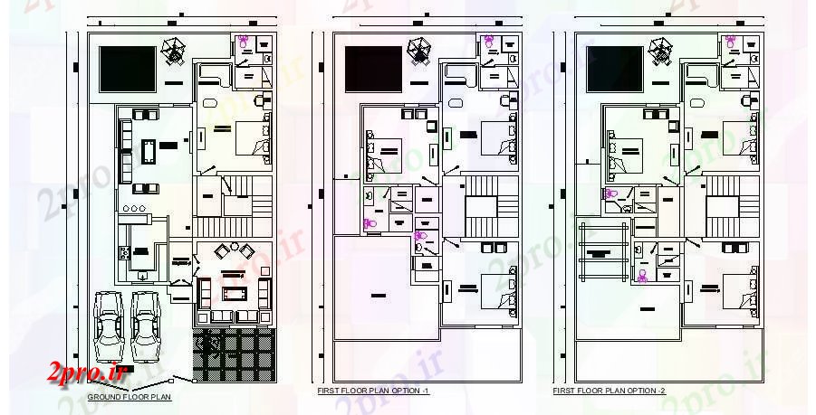 دانلود نقشه مسکونی ، ویلایی ، آپارتمان طرحی خانه 35 'X 65' با ابعاد جزئیات 35 در 66 متر (کد85528)