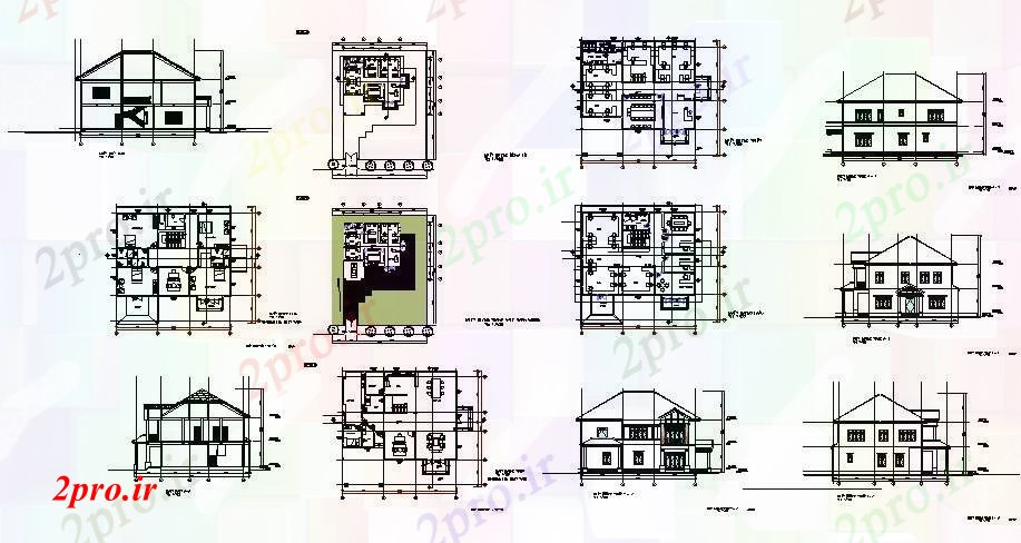 دانلود نقشه خانه های کوچک ، نگهبانی ، سازمانی - طرحی معماری ویلا 1820mtr X 1840mtr با بخش و نما 28 در 36 متر (کد85531)