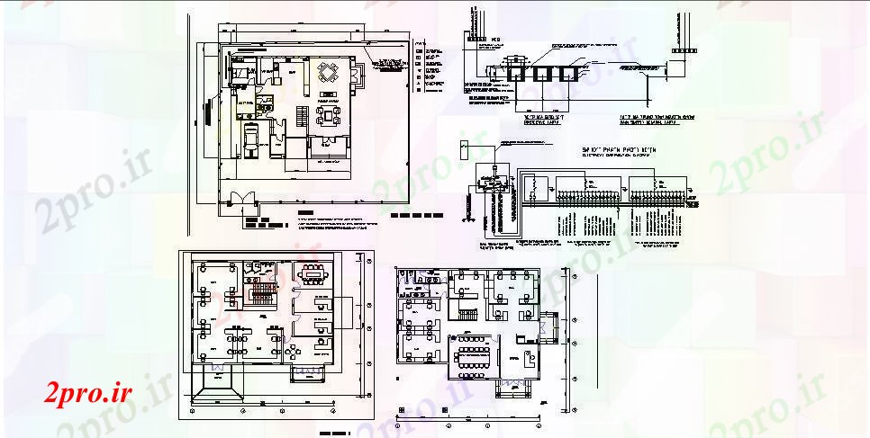 دانلود نقشه خانه های کوچک ، نگهبانی ، سازمانی - طراحی برقی ویلا 1820mtr X 1840mtr با ابعاد جزئیات 28 در 36 متر (کد85533)