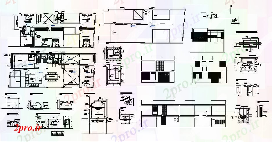 دانلود نقشه مسکونی ، ویلایی ، آپارتمان از خانه با طراحی بهداشتی 16 در 40 متر (کد85544)