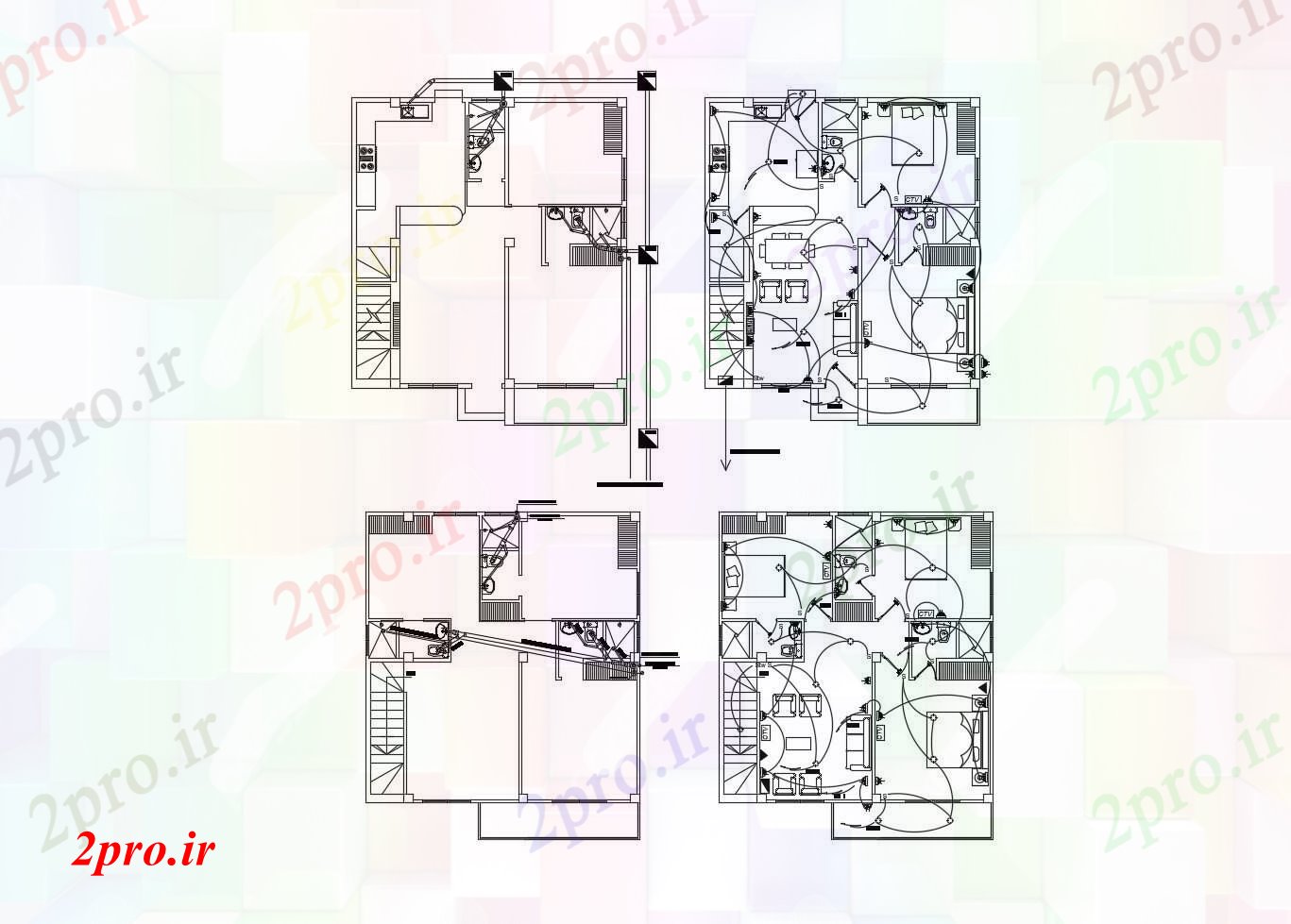 دانلود نقشه مسکونی ، ویلایی ، آپارتمان اتوکد خانه های مسکونی با ابعاد جزئیات 8 در 9 متر (کد85577)