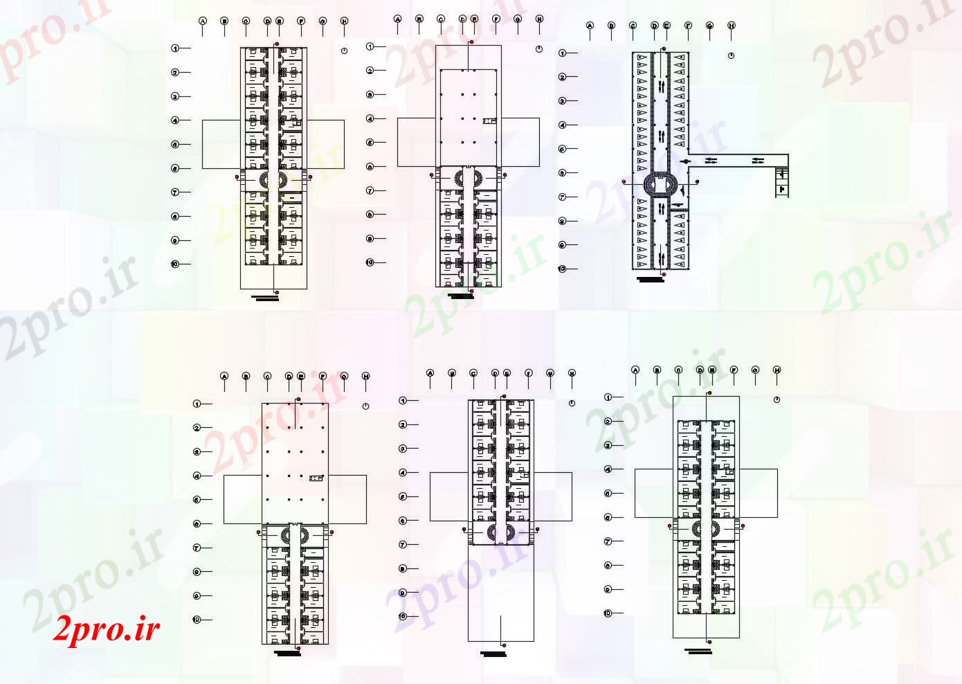 دانلود نقشه هتل - رستوران - اقامتگاه از ساختمان هتل با ابعاد جزئیات 23 در 90 متر (کد85586)