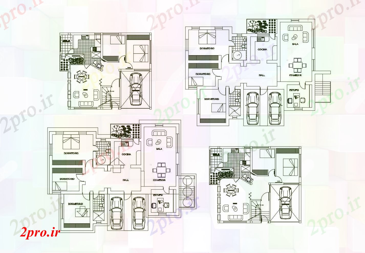 دانلود نقشه مسکونی ، ویلایی ، آپارتمان از یک خانه با جزئیات مبلمان 5 در 7 متر (کد85589)