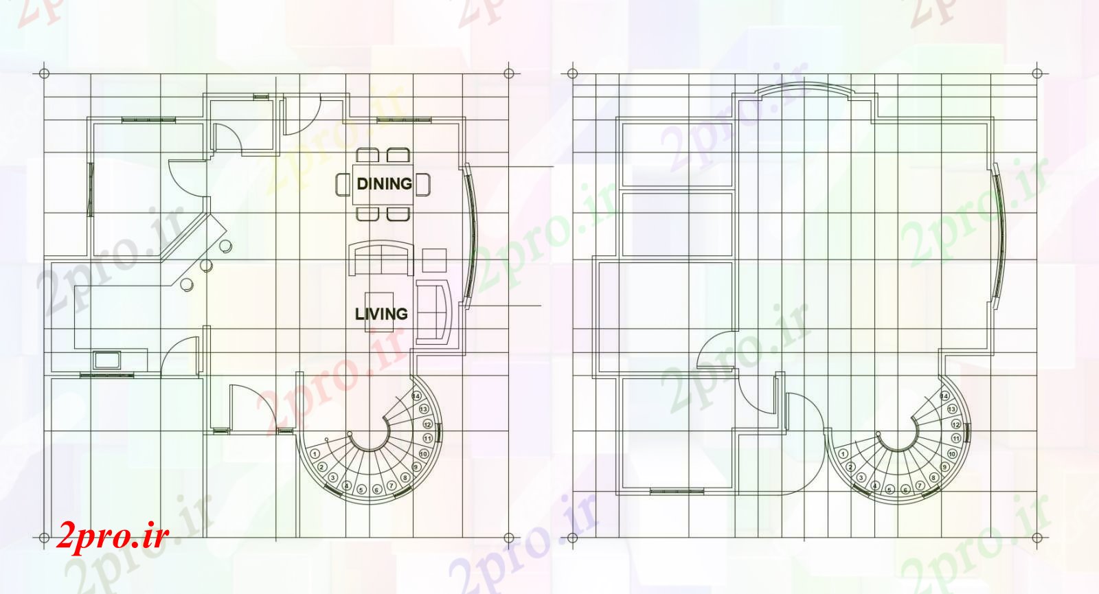 دانلود نقشه مسکونی ، ویلایی ، آپارتمان از خانه مسکونی 14 در 16 متر (کد85610)