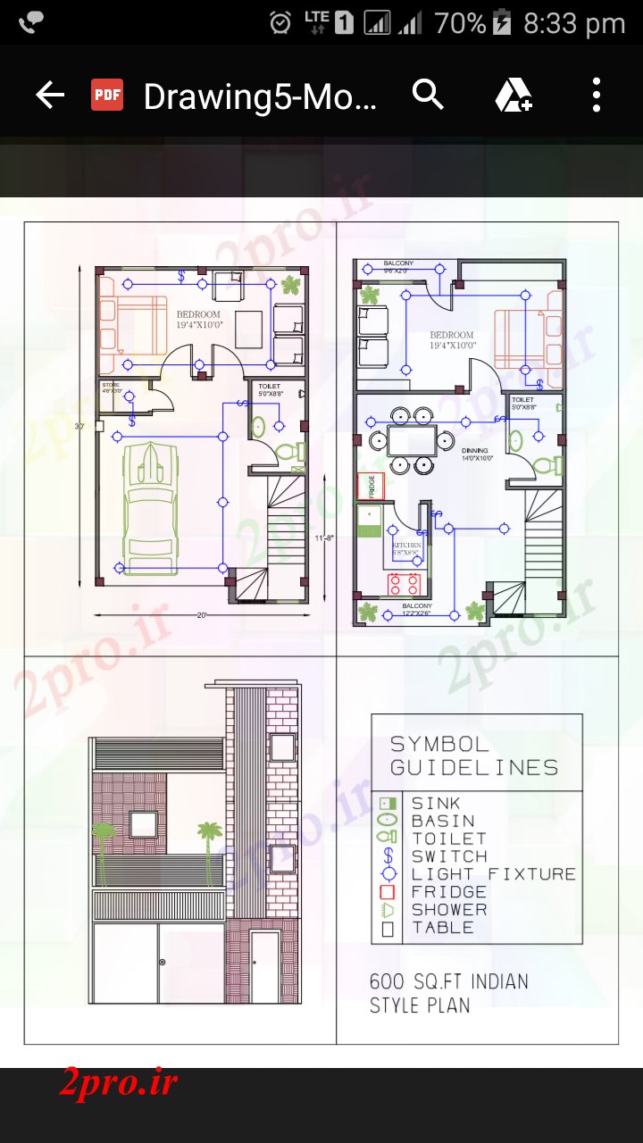 دانلود نقشه خانه مسکونی ، ویلاX 30 'خانه با پلان 6 در 10 متر (کد85623)