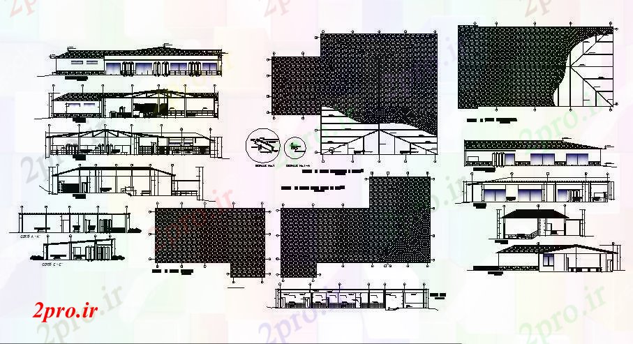 دانلود نقشه ساختمان مرتفعطرحی معماری ساختمان تجاری با ابعاد جزئیات 23 در 33 متر (کد85631)