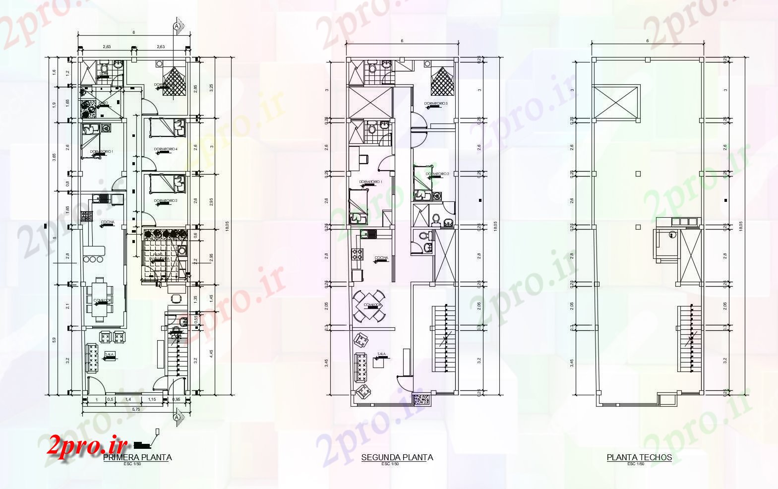 دانلود نقشه مسکونی ، ویلایی ، آپارتمان طرحی طبقه از خانه 600mtr X 1800mtr با ابعاد جزئیات 6 در 18 متر (کد85645)