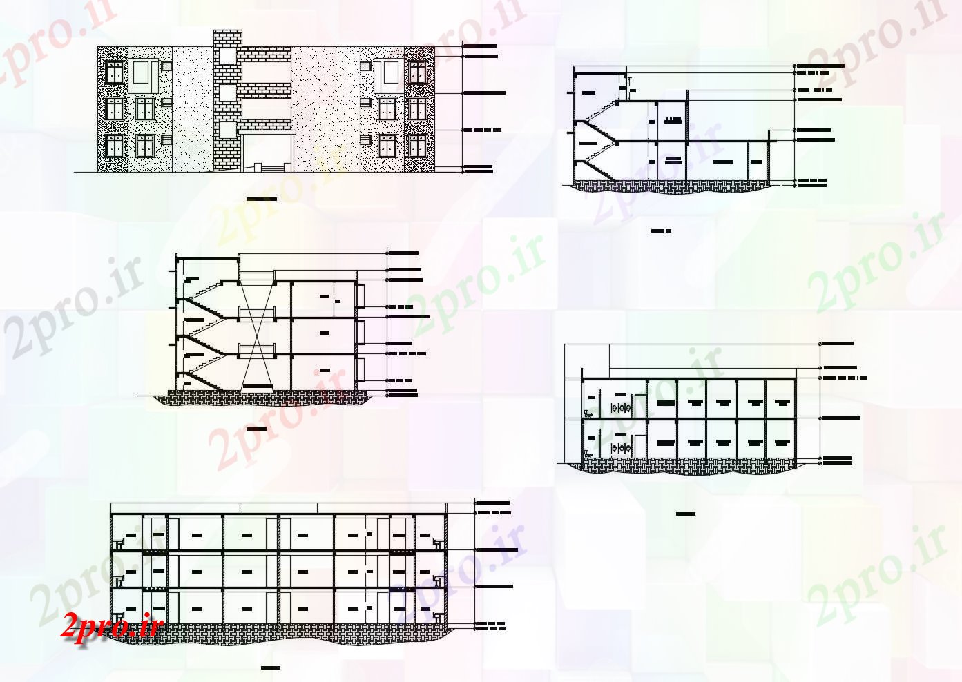 دانلود نقشه مسکونی ، ویلایی ، آپارتمان طرحی مهمان خانه ساخت و ساز با نما و بخش 17 در 30 متر (کد85648)