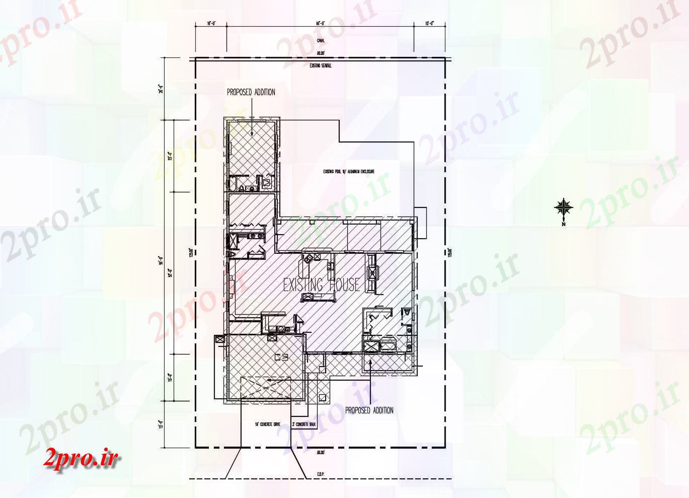 دانلود نقشه مسکونی ، ویلایی ، آپارتمان طرحی سایت از خانه 80'00 '' X 90'00 '' با ابعاد جزئیات 7 در 11 متر (کد85652)