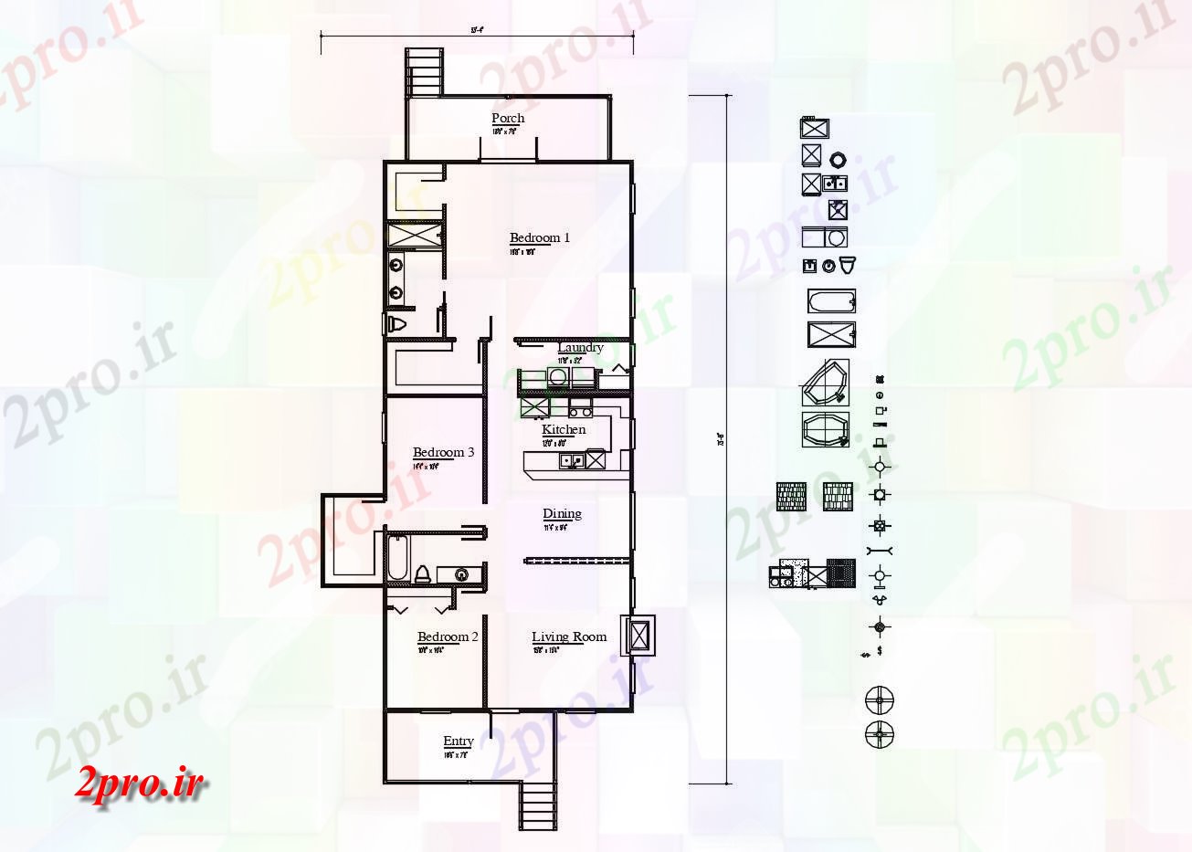 دانلود نقشه مسکونی ، ویلایی ، آپارتمان طرحی چیدمان خانه 33'4 '' X 73'8 '' با ابعاد جزئیات 10 در 22 متر (کد85669)