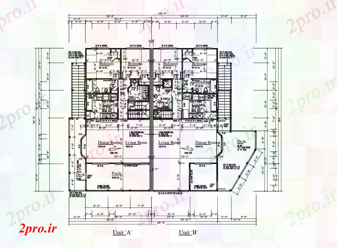 دانلود نقشه مسکونی ، ویلایی ، آپارتمان طرحی معماری آپارتمان مسکونی 680 X 520 با ابعاد جزئیات 15 در 20 متر (کد85673)