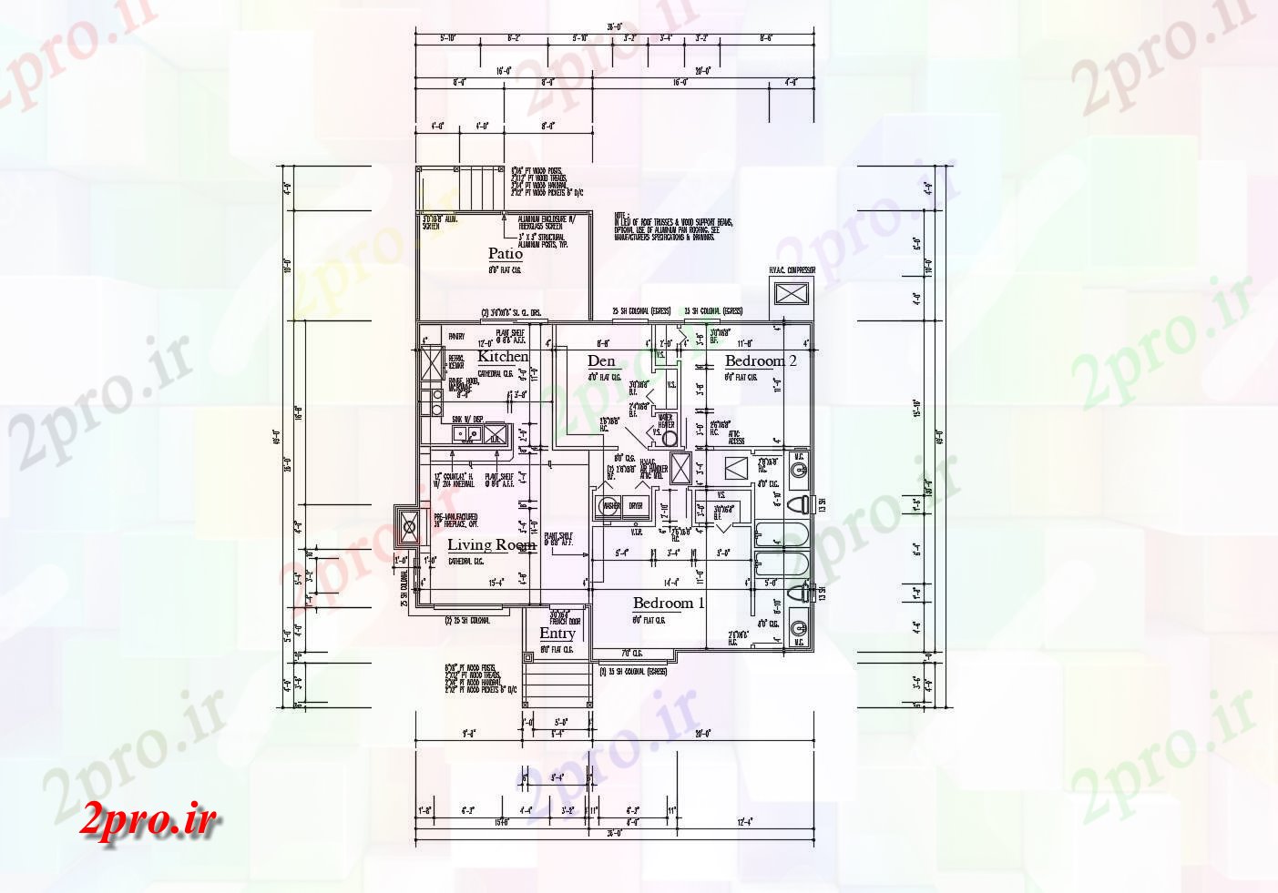 دانلود نقشه مسکونی ، ویلایی ، آپارتمان طرحی خانه 36 '' X 49 '' با ابعاد جزئیات 11 در 14 متر (کد85676)