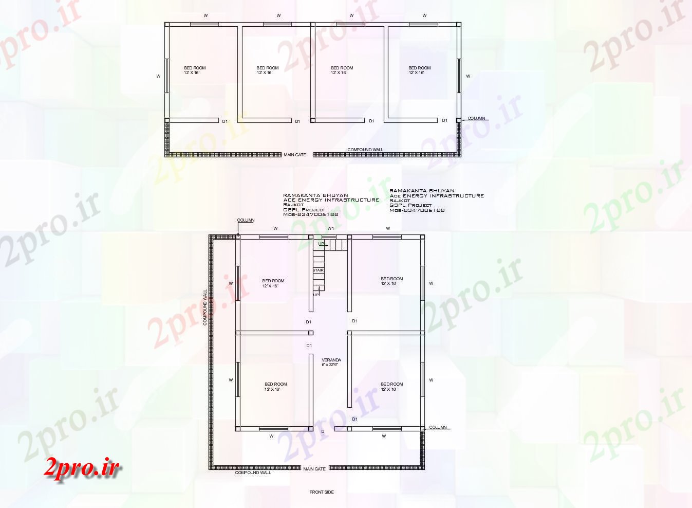 دانلود نقشه مسکونی ، ویلایی ، آپارتمان طرحی خانه 12 'X 16' با ابعاد جزئیات فراهم می کند که 10 در 10 متر (کد85680)