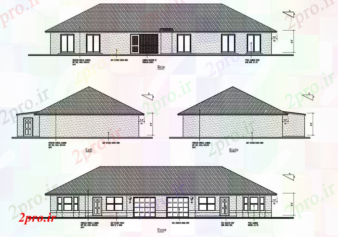 دانلود نقشه مسکونی  ، ویلایی ، آپارتمان    از خانه با نما  (کد85688)