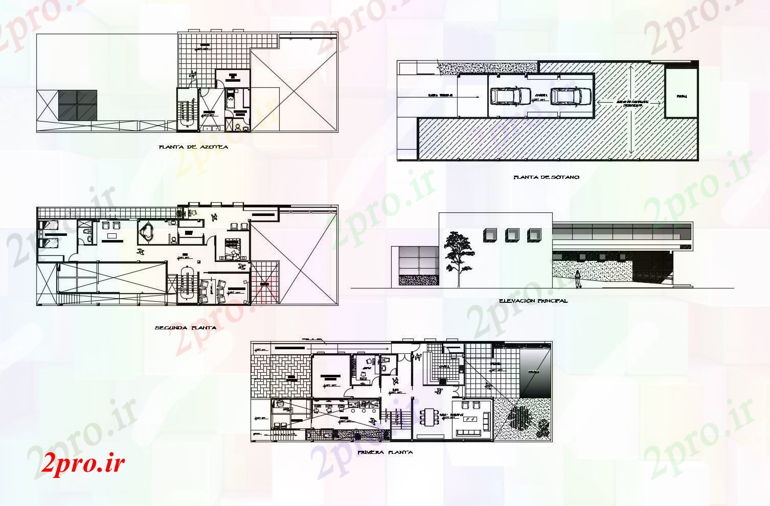 دانلود نقشه مسکونی ، ویلایی ، آپارتمان از تنها خانه طبقه با نما 10 در 30 متر (کد85712)